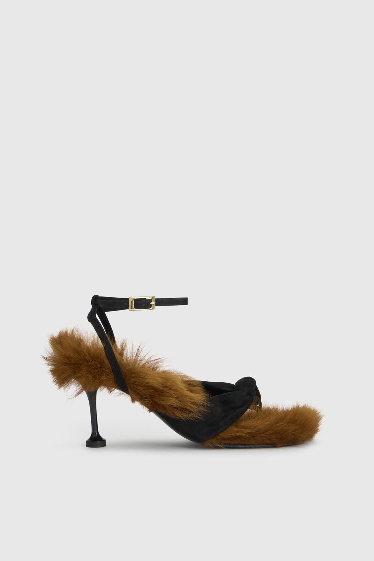 Mink Fur Furry Heeled Slippers Saint Laurent Fuzzy Heels