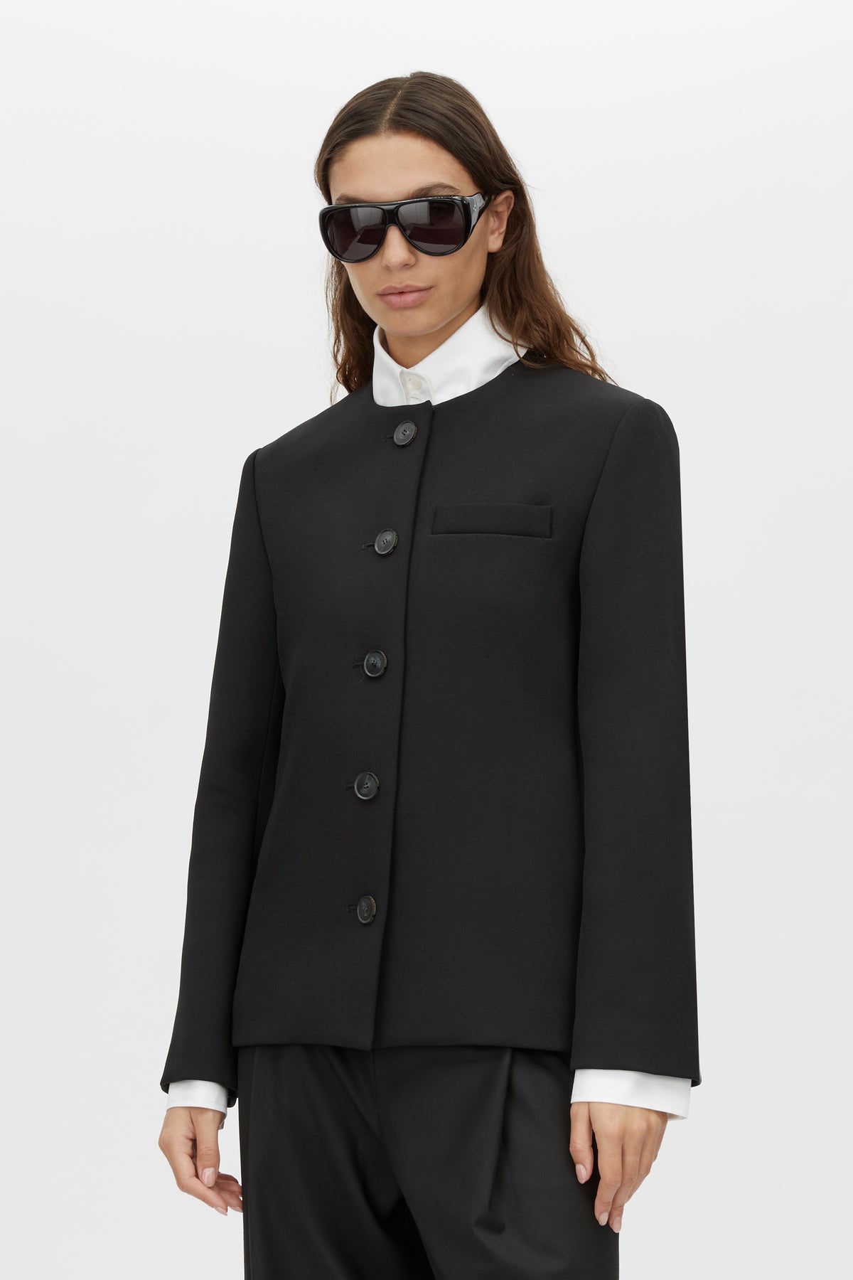 San Fitted Collarless Jacket