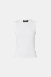 Ghost view CAMILLA AND MARC Alba Crew Neck Tank in White with fitted silhouette.