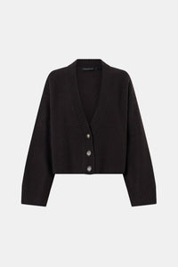 Ghost view CAMILLA AND MARC Atlas Knit Cardigan in Slate Grey with relaxed cropped silhouette.
