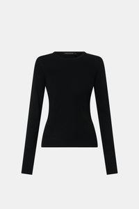 Ghost view CAMILLA AND MARC Barre Long Sleeve Top in Black with slim silhouette.