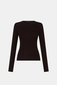 Ghost view CAMILLA AND MARC Barre Long Sleeve Top in Chocolate with slim silhouette.