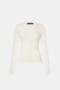 Ghost view CAMILLA AND MARC Barre Long Sleeve Top in Soft White with slim silhouette.