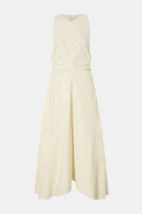 Ghost view CAMILLA AND MARC Brera midi dress in pale yellow with topstitch details and side pockets.