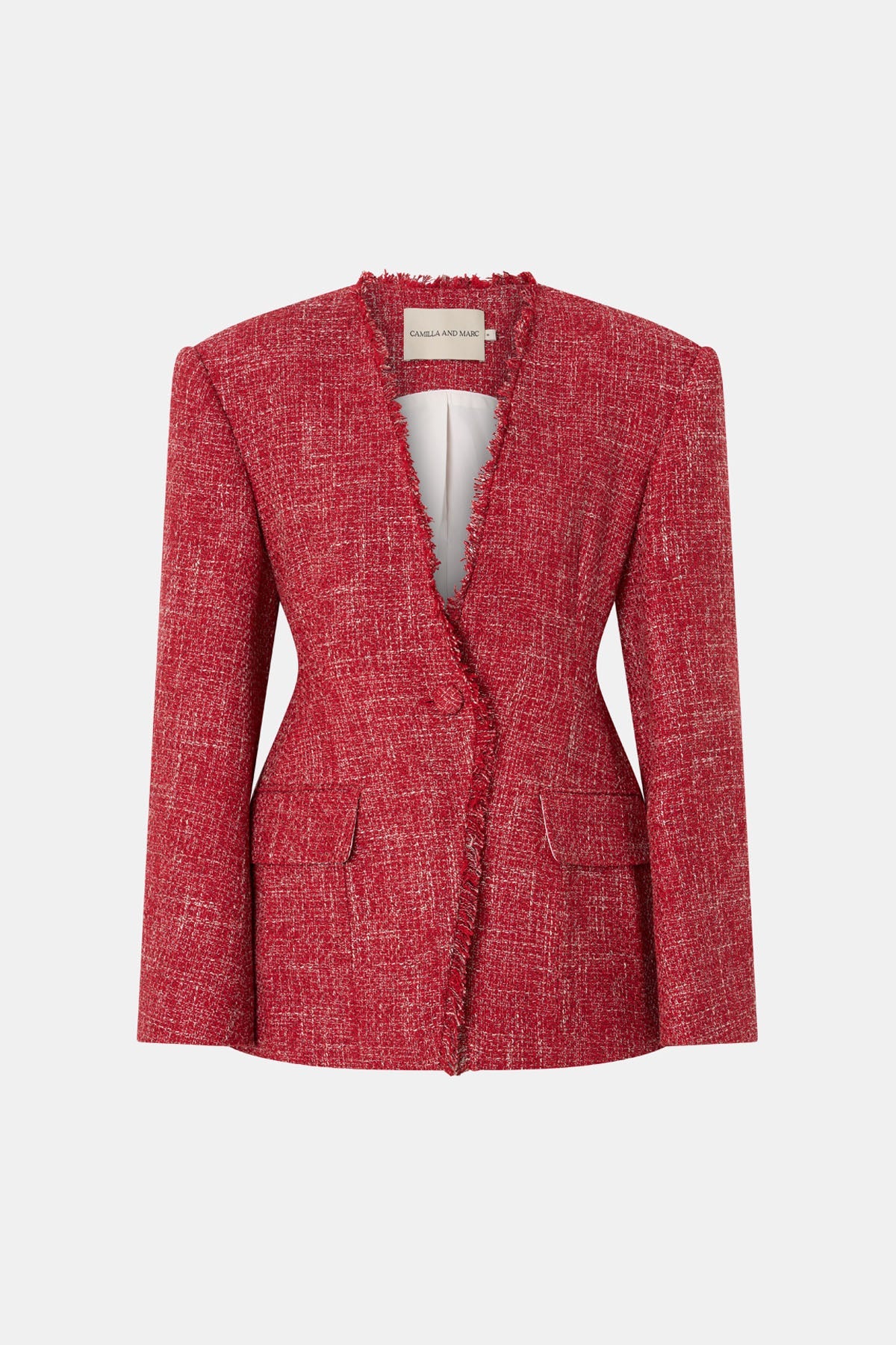 Carmine Fitted Collarless Blazer