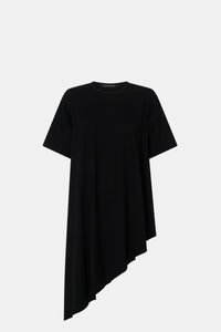 Ghost view CAMILLA AND MARC Clarity draped oversized asymmetric tee in black with raw hemline and internal french seams.
