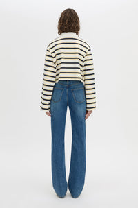 Liat Stripe Crop Polo Top