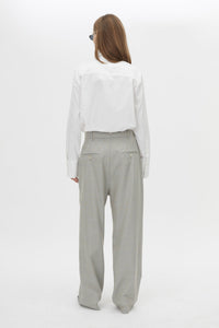 Back view CAMILLA AND MARC Denis Long Sleeve Shirt in White with man‑style tailoring and snake chain detail.