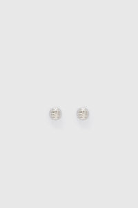 Ghost view CAMILLA AND MARC Eagan Studs in silver with petite semi‑sphere design and ruched texture.