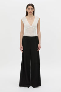 Front-styled view CAMILLA AND MARC Elandra textured bodysuit in ivory.