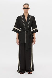 Front view CAMILLA AND MARC wide-leg Enna Pant in black with an elasticated high‑waistband.