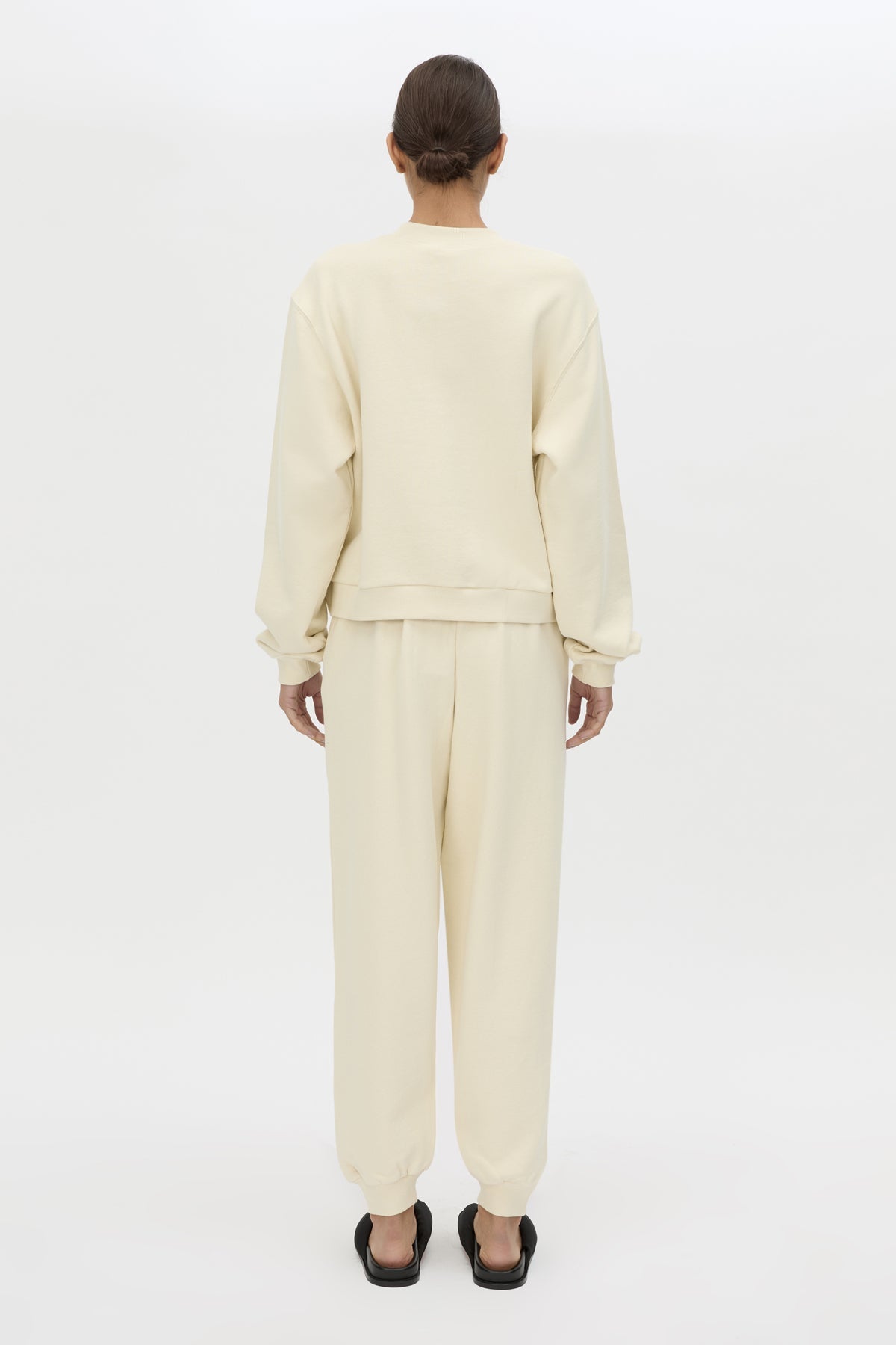 Back view CAMILLA AND MARC Idris Track Pant in Ecru styled with relaxed fit.