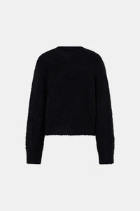 Ghost view CAMILLA AND MARC Ines Knit Sweater in Black with brushed knit texture and ribbed crew neckline.
