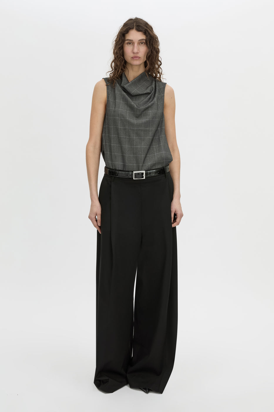 Lourdes Check Shell Top