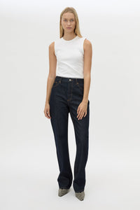 Front styled view CAMILLA AND MARC Manuela Denim Jean in Indigo with a straight‑leg fit and five‑pocket design.