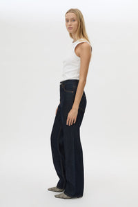 Side view CAMILLA AND MARC Manuela Denim Jean in Indigo with a straight‑leg fit and five‑pocket design.