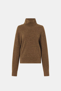 Ghost view CAMILLA AND MARC Margot Turtleneck Knit Sweater in Cinnamon with ribbed collar and hems.