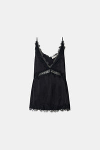 Ghost view CAMILLA AND MARC Mirage Lace Trim Top in Black with V‑neck cami silhouette, and lace border trim.