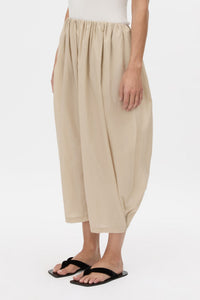 Cropped view CAMILLA AND MARC Pietro Gathered Wide Leg Pant in stone with a voluminous leg.