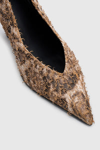 Cropped view CAMILLA AND MARC Rhys Snake Pump in laser‑cut snake‑embossed leather.