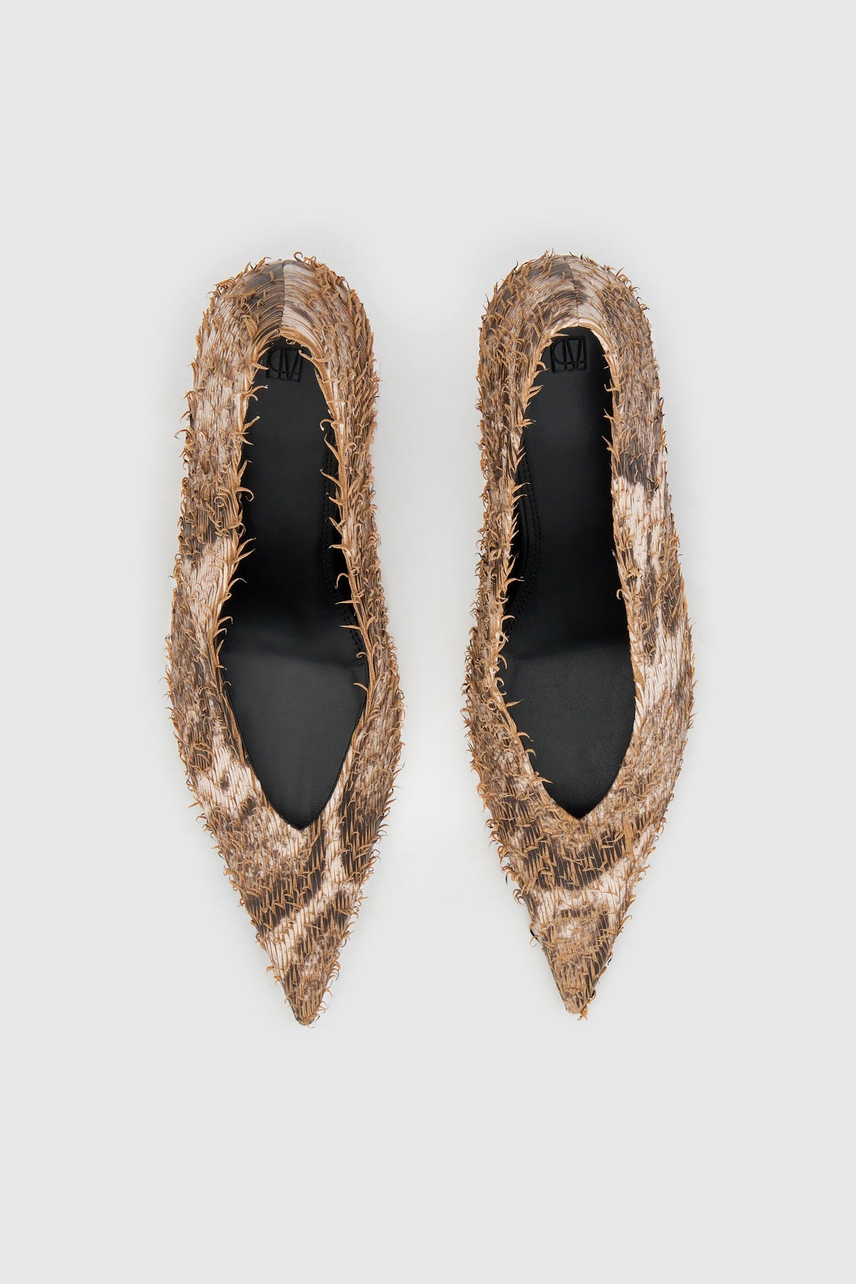 Top view CAMILLA AND MARC Rhys Snake Pump in laser‑cut snake‑embossed leather.