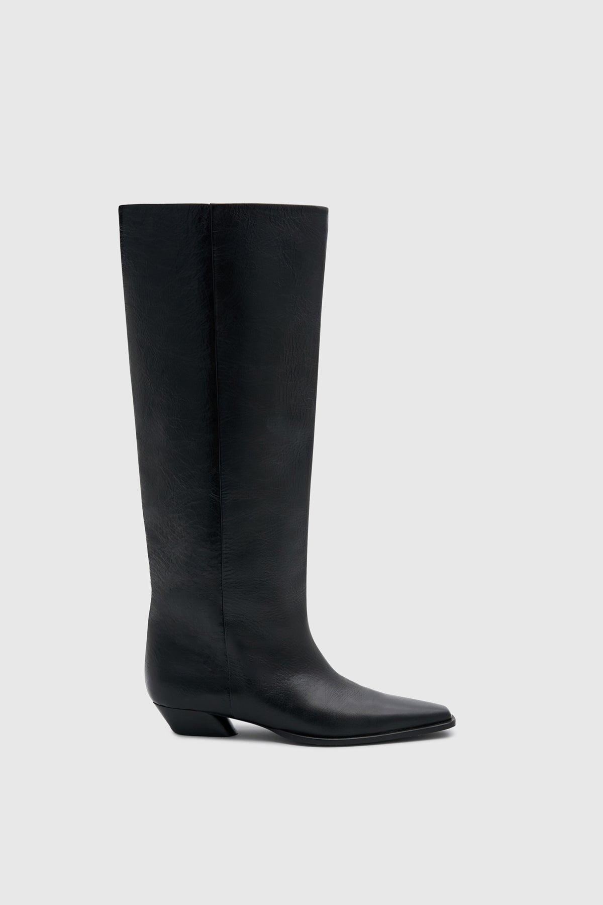 Ghost view CAMILLA AND MARC Rowan Knee Boot in Black tumbled‑look Italian cow leather.