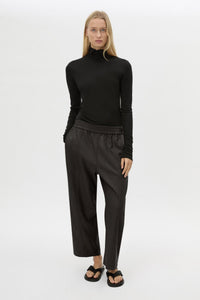 Front styled view CAMILLA AND MARC Sander Pant in Black with a relaxed, mid‑rise fit.