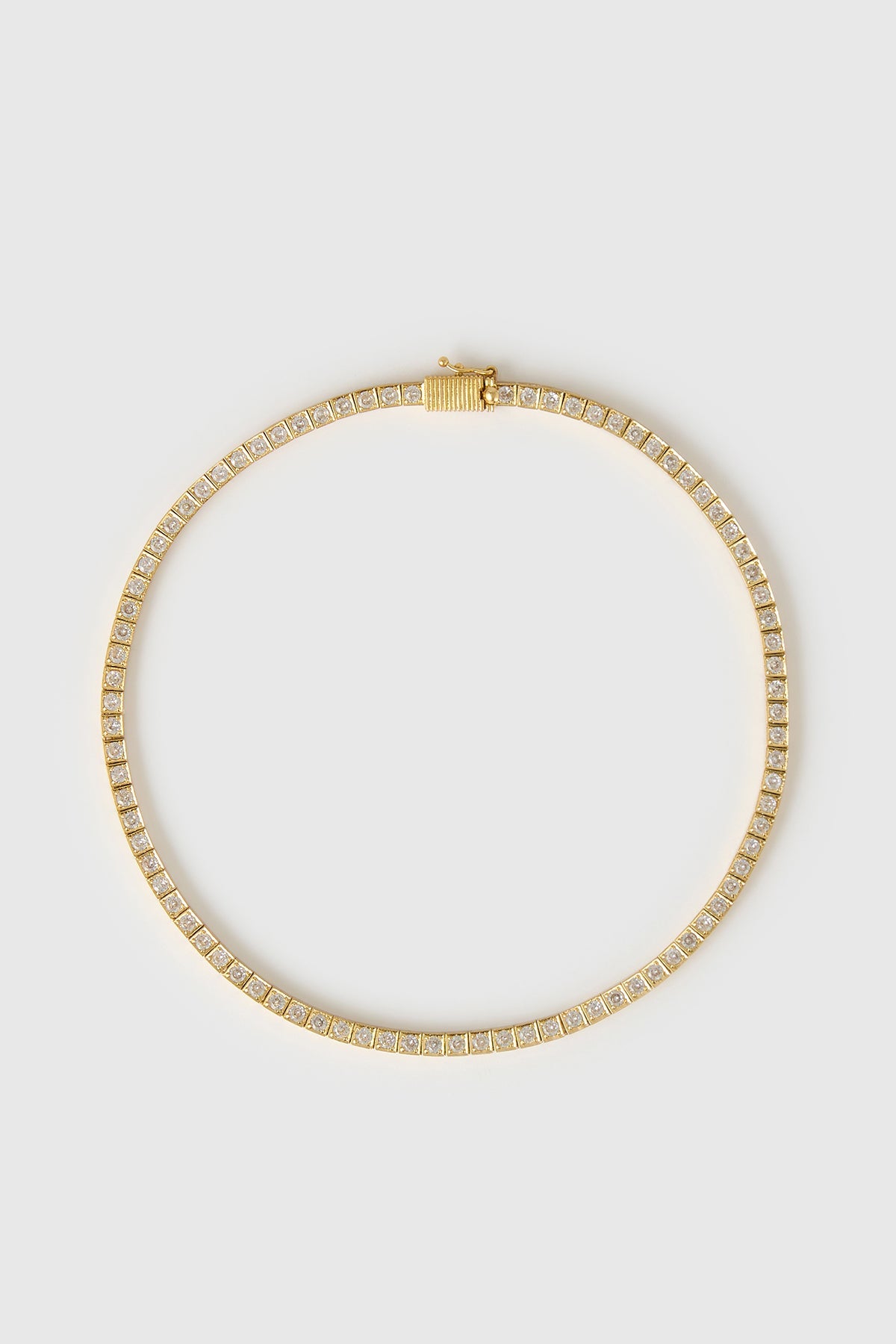 Top view CAMILLA AND MARC Sloane Necklace in Gold with 18k gold plating.