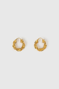 Top view CAMILLA AND MARC Wrenley Hoops with worn‑look 18k gold plating.