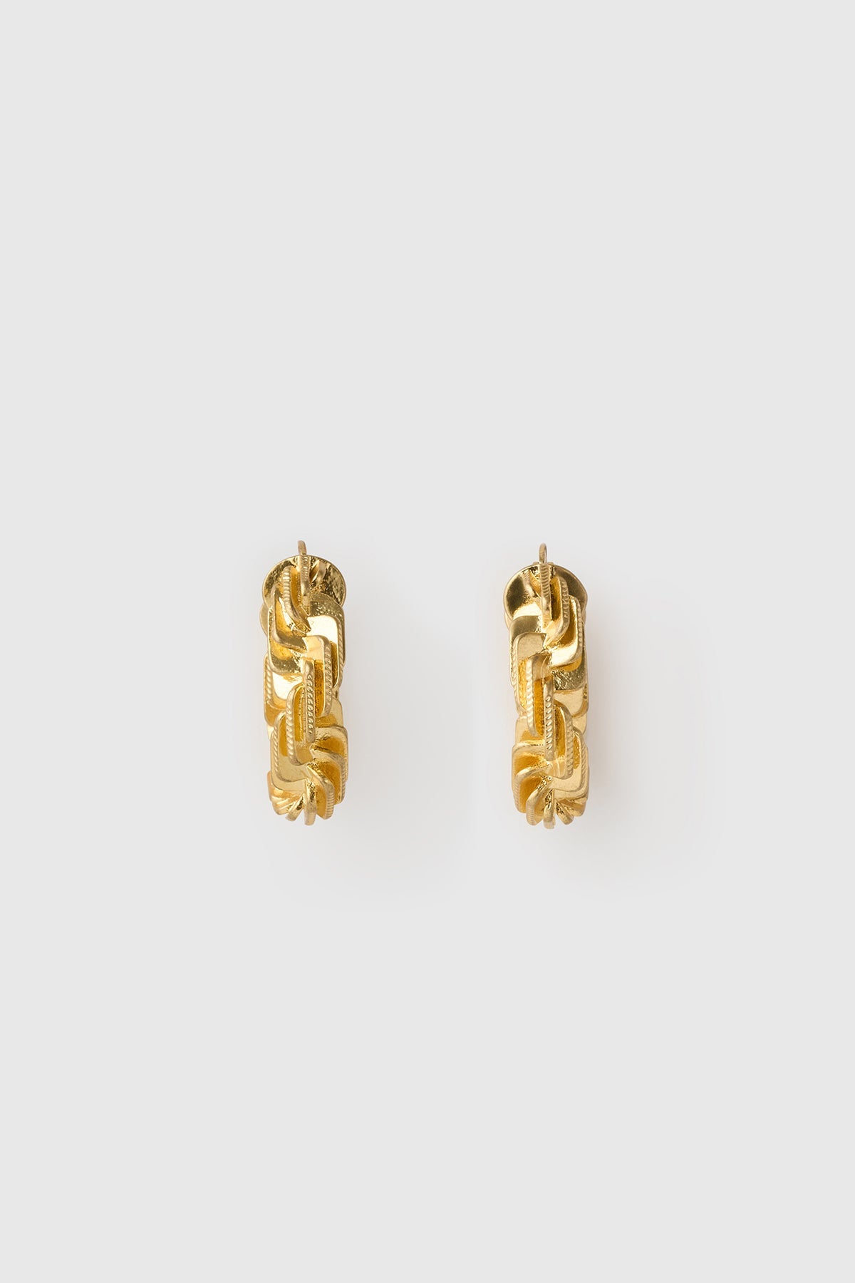 Front view CAMILLA AND MARC Wrenley Hoops with worn‑look 18k gold plating.