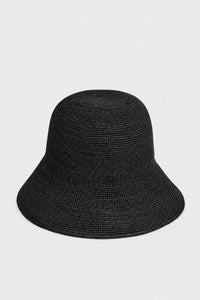 Ghost view CAMILLA AND MARC Xanthi Hat in black handwoven raffia.