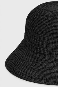Ghost view CAMILLA AND MARC Xanthi Hat in black handwoven raffia.