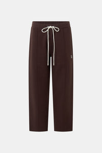 Ghost view CAMILLA AND MARC Zylus straight-leg tracksuit pant in chocolate with embroidered monogram.