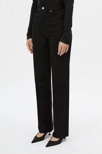 3/4 view CAMILLA AND MARC Manuela Denim Jean in Black with a straight‑leg fit and classic five‑pocket design.